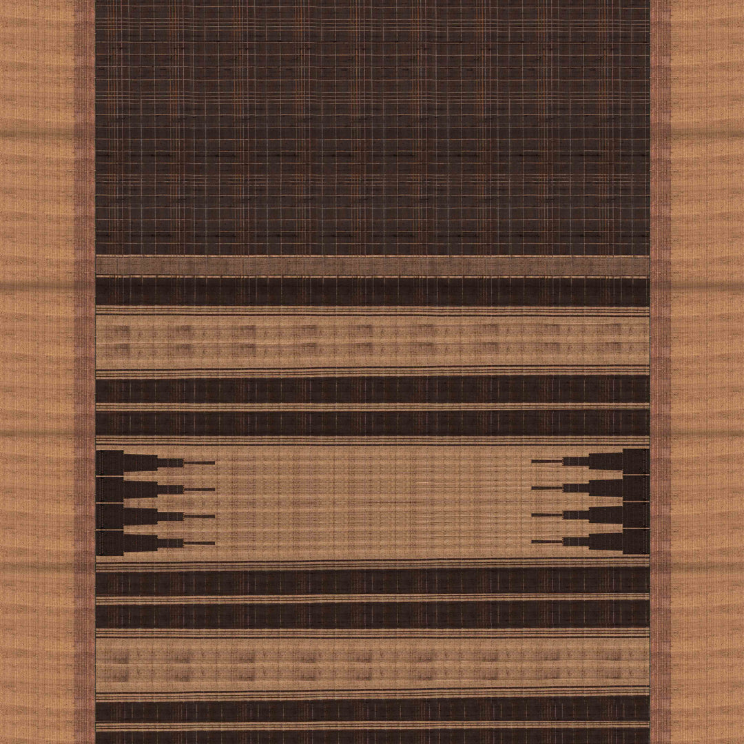 Pallu of Handwoven grey dupion soft silk Saree