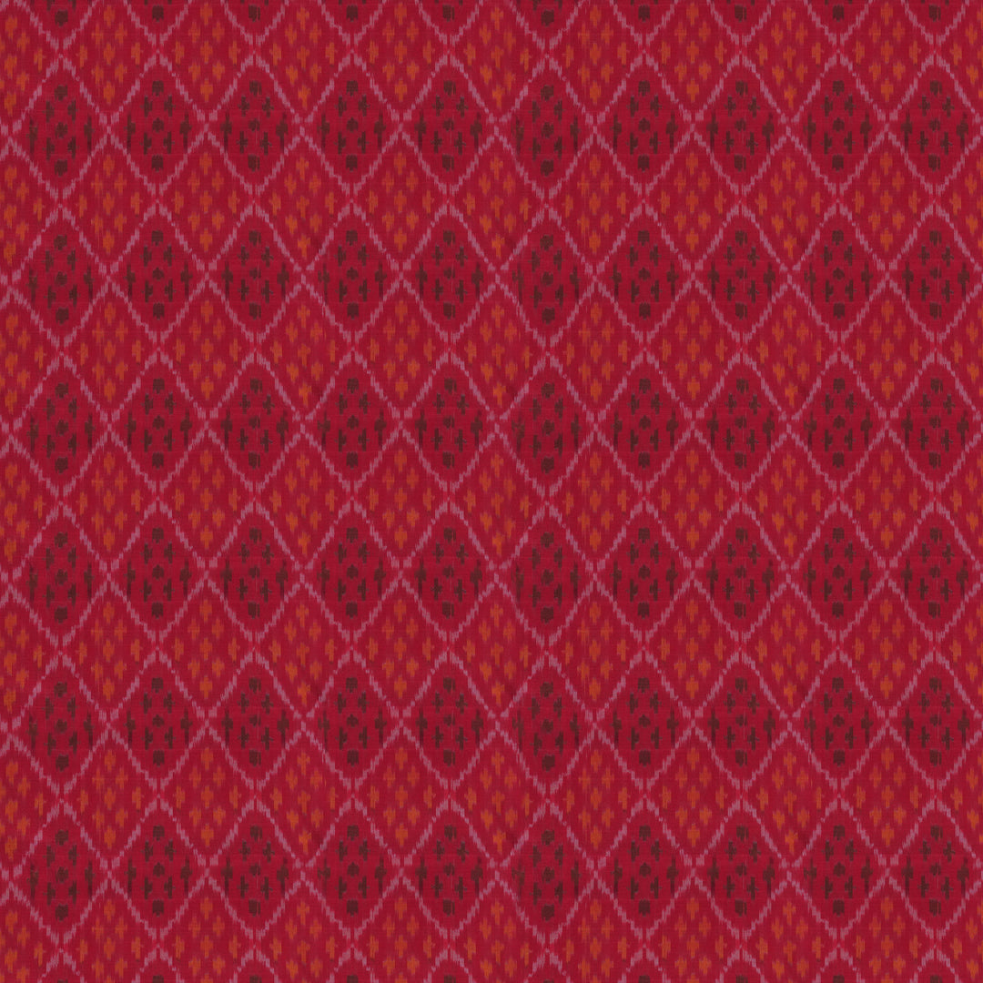Handwoven Red Silk cotton Ikat Fabric - 16T001268DSC