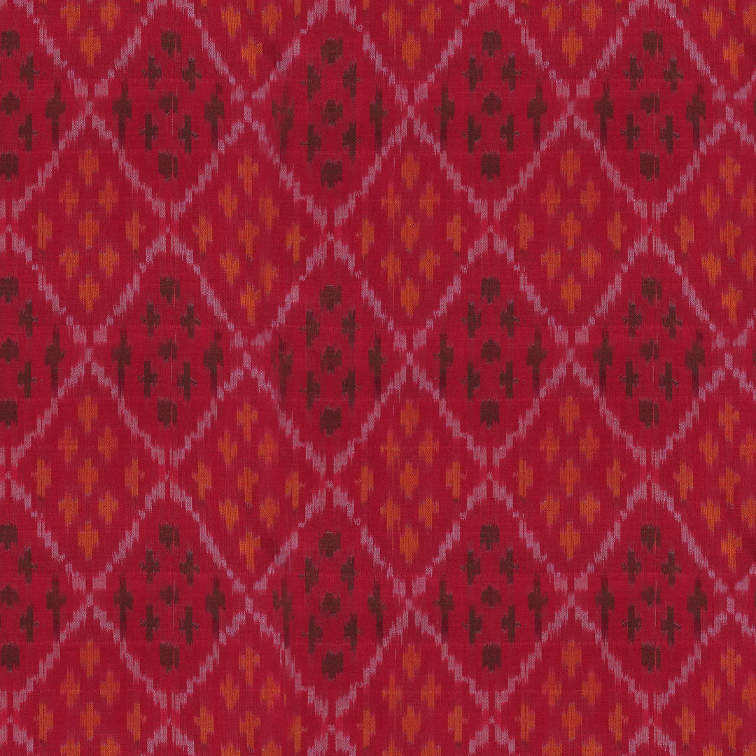 Handwoven Red Silk cotton Ikat Fabric - 16T001268DSC