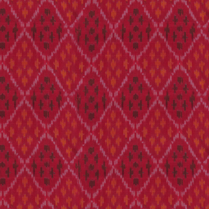 Handwoven Red Silk cotton Ikat Fabric - 16T001268DSC