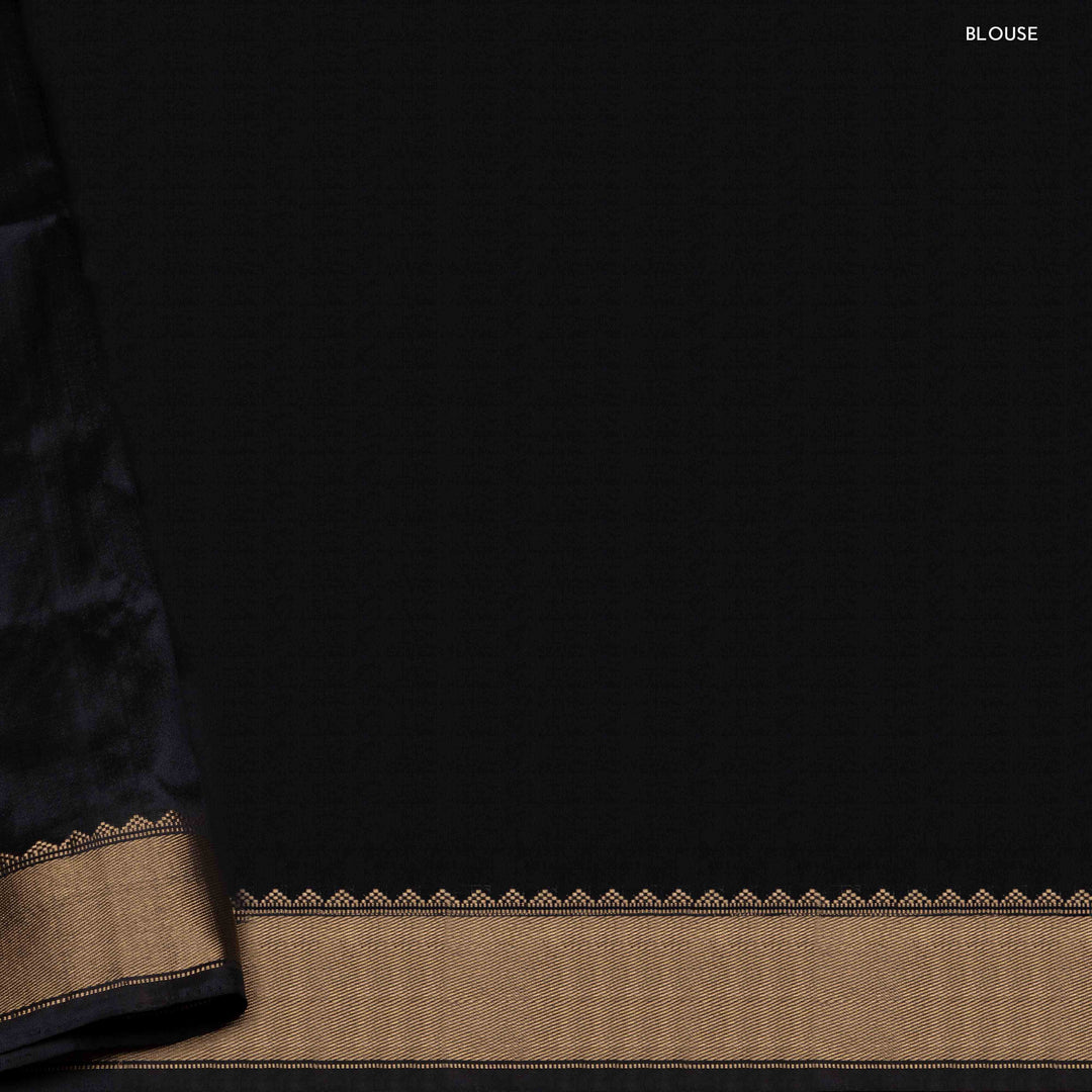 Blouse of Handwoven black Ikkat silk Saree