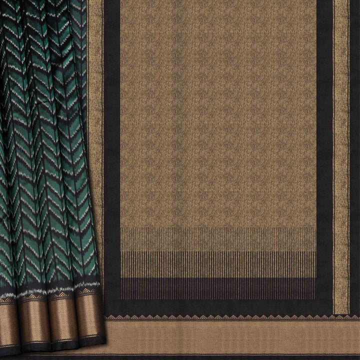 Body design of Handwoven black Ikkat silk Saree