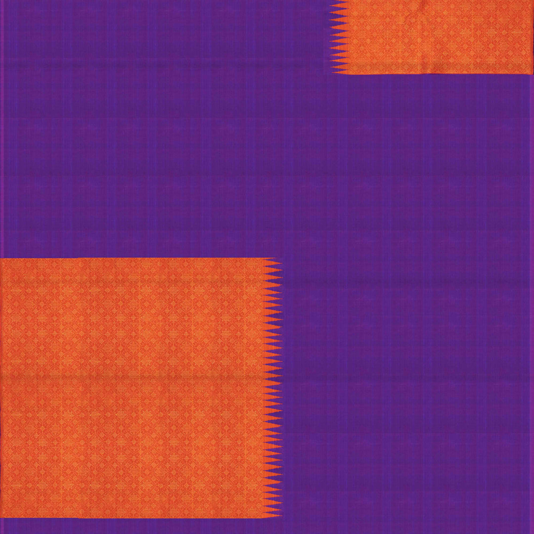 Closeup of Handwoven purple kanjivaram silk Saree