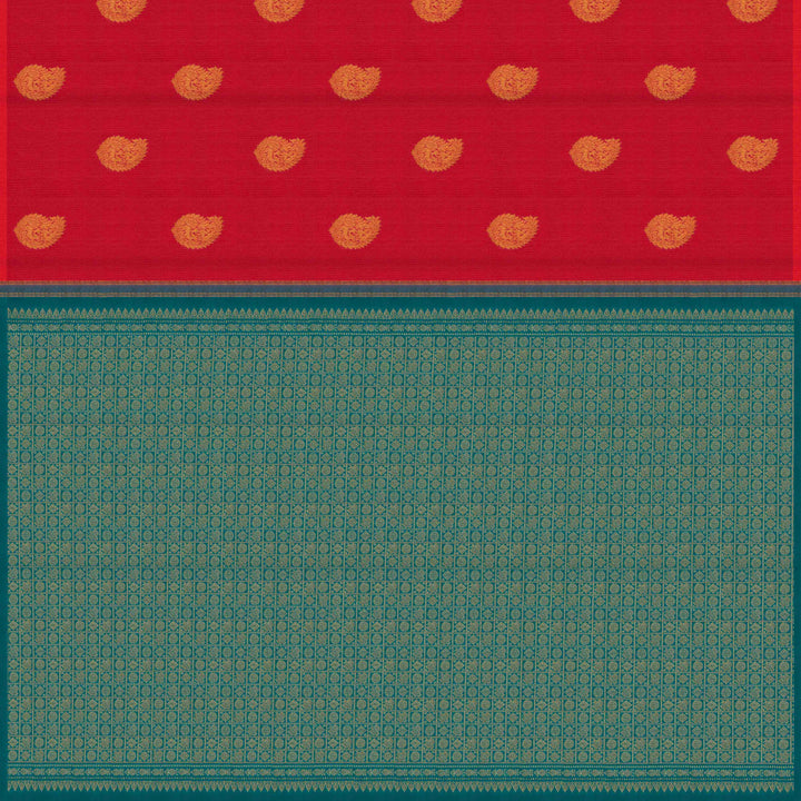 Pallu of Handwoven pink kanjivaram silk Saree