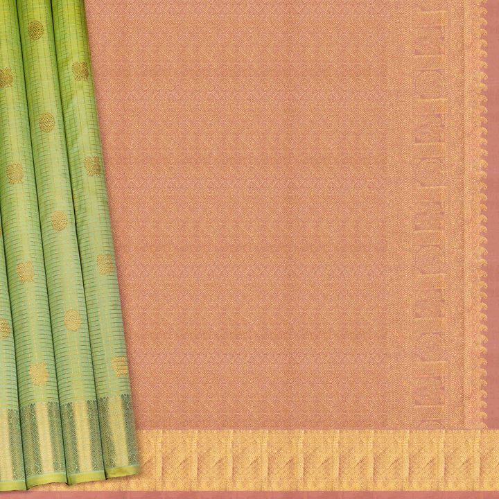Sari with green border and pink fabric