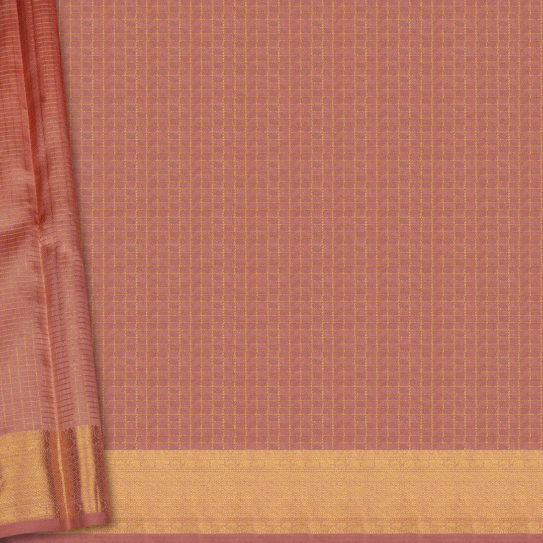 Blouse of Handwoven peach yellow Kanjivaram silk Saree
