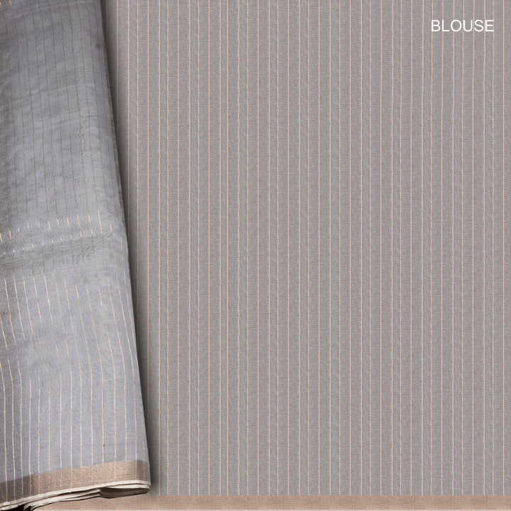 Handwoven grey matka  organza silk Saree- 3111T014973DSC