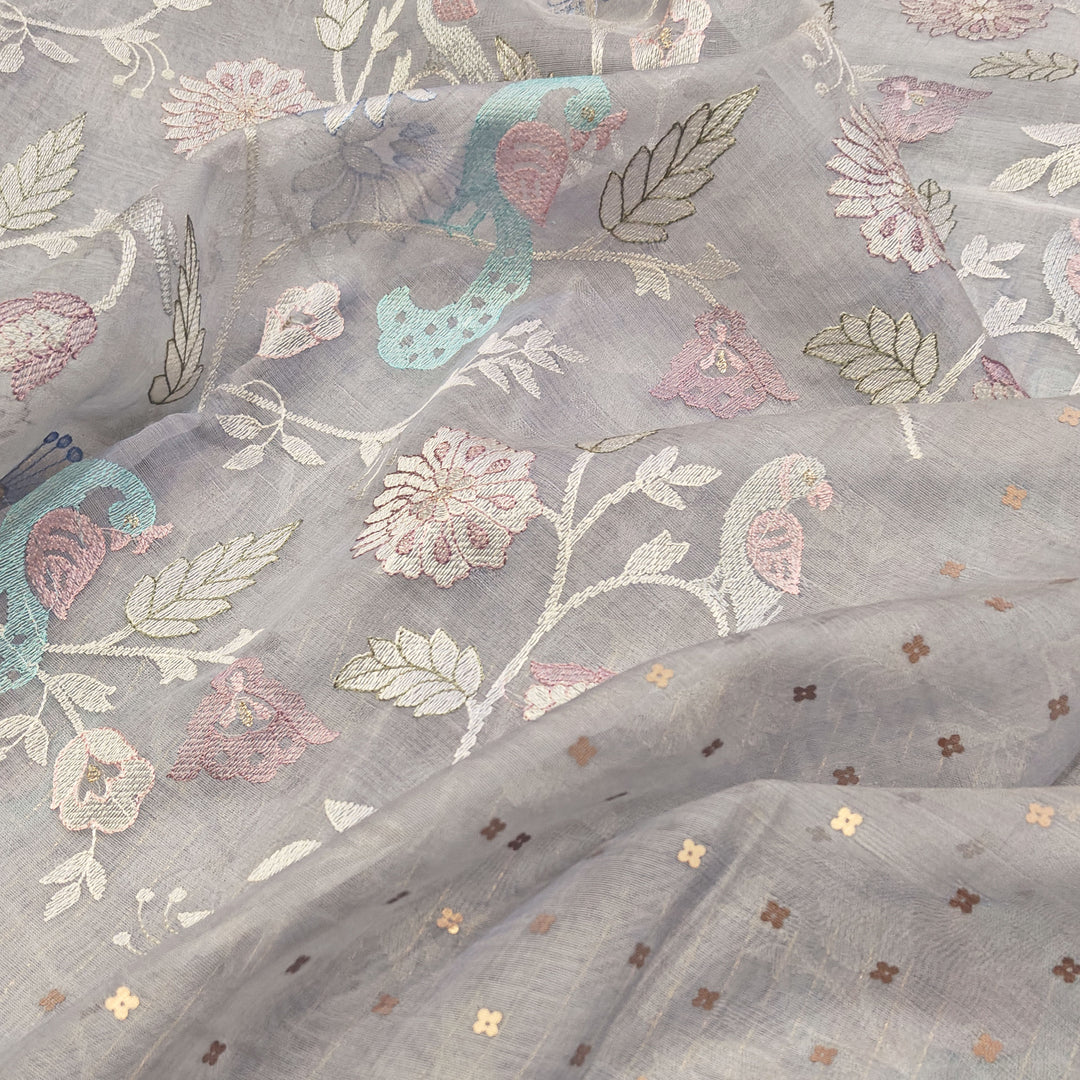 Handwoven grey matka  organza silk Saree- 3111T014973DSC