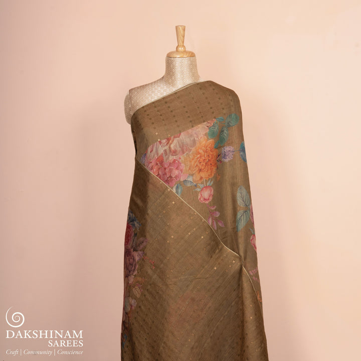 Handwoven moss green matka tissue silk Saree- 3112N027001DSC