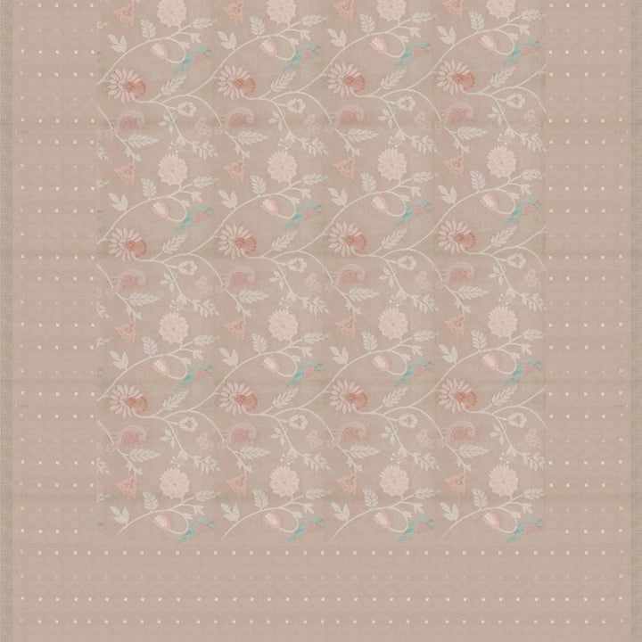 Pallu of Handwoven white matka organza Saree