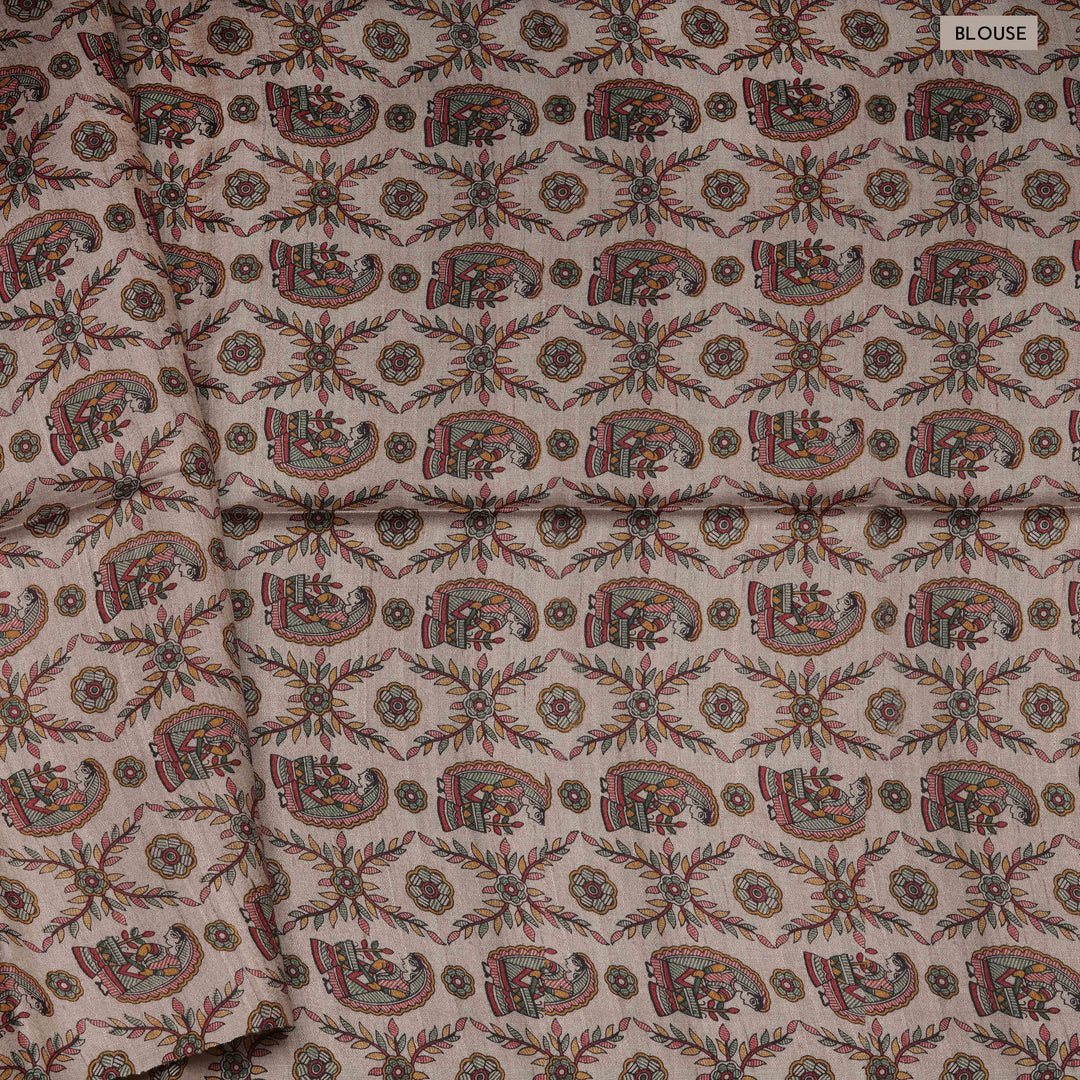 Blouse of Handwoven brown tussar  silk Saree