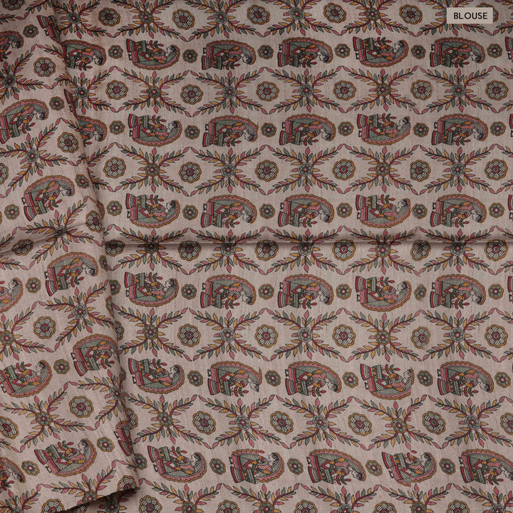 Blouse of Handwoven brown tussar  silk Saree