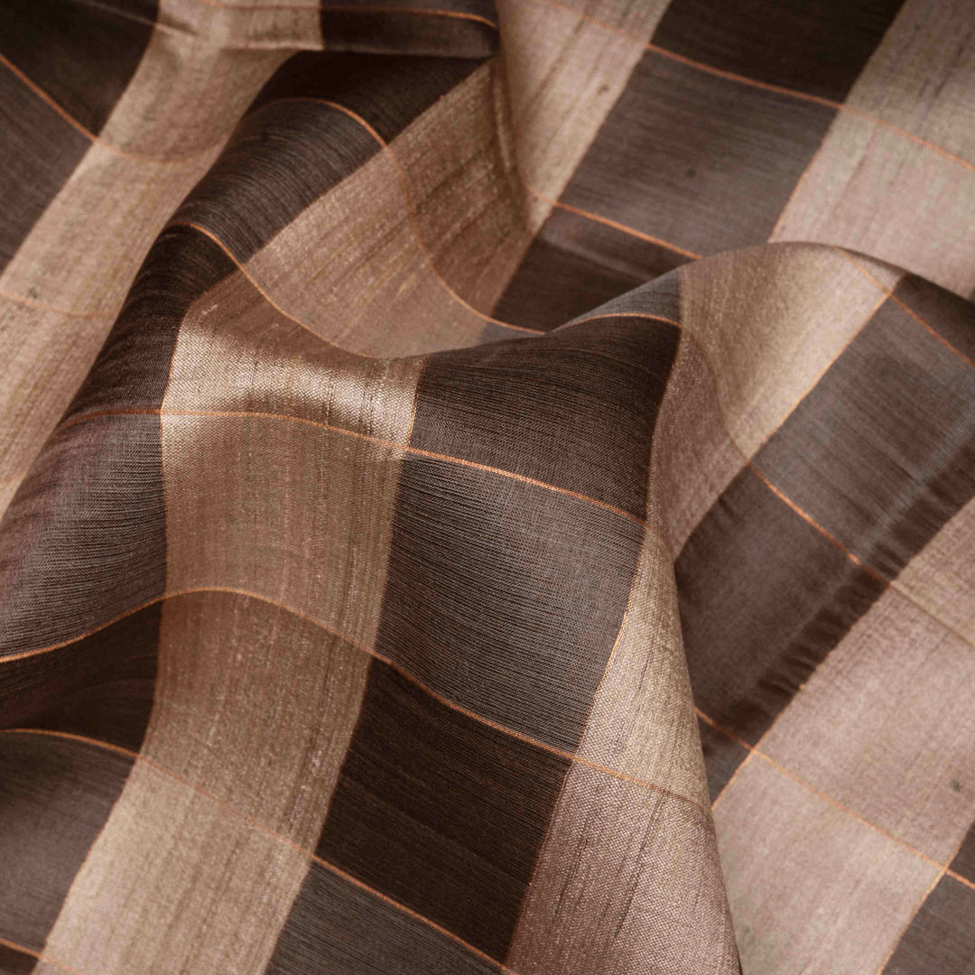Close-up of woven brown fabric with a textured pattern