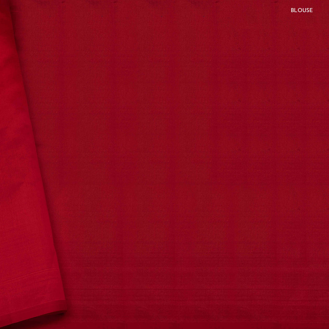 Blouse of Handwoven Red kora silk Saree