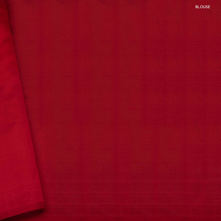 Blouse of Handwoven Red kora silk Saree