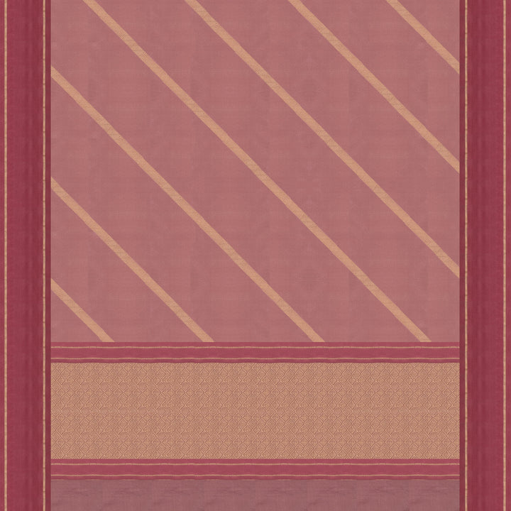 Pallu of Handwoven pastel pink Banarasi kattan silk Saree