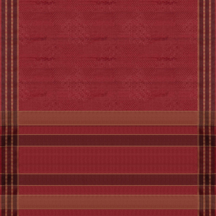 Pallu of Handwoven Red Tussar silk Saree