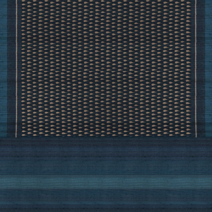 Pallu of Handwoven Deep blue Tussar silk Saree