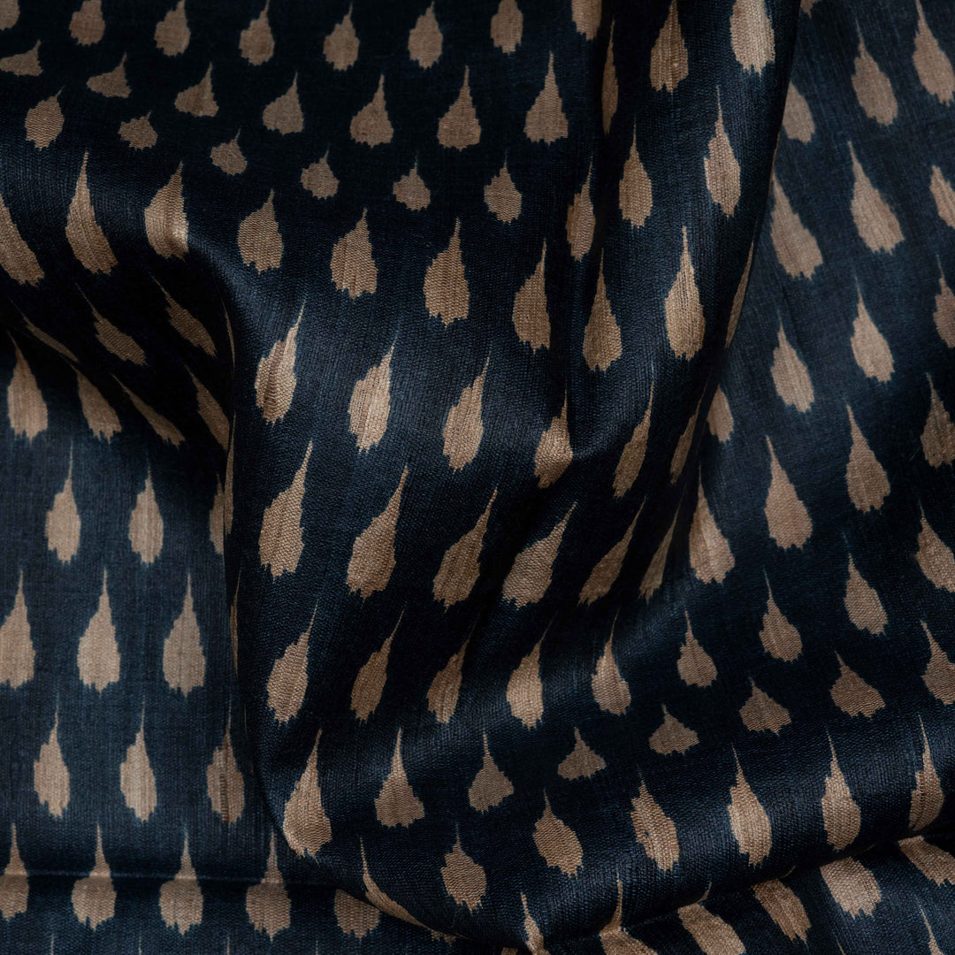 Clouseup of Handwoven Deep blue Tussar silk Saree