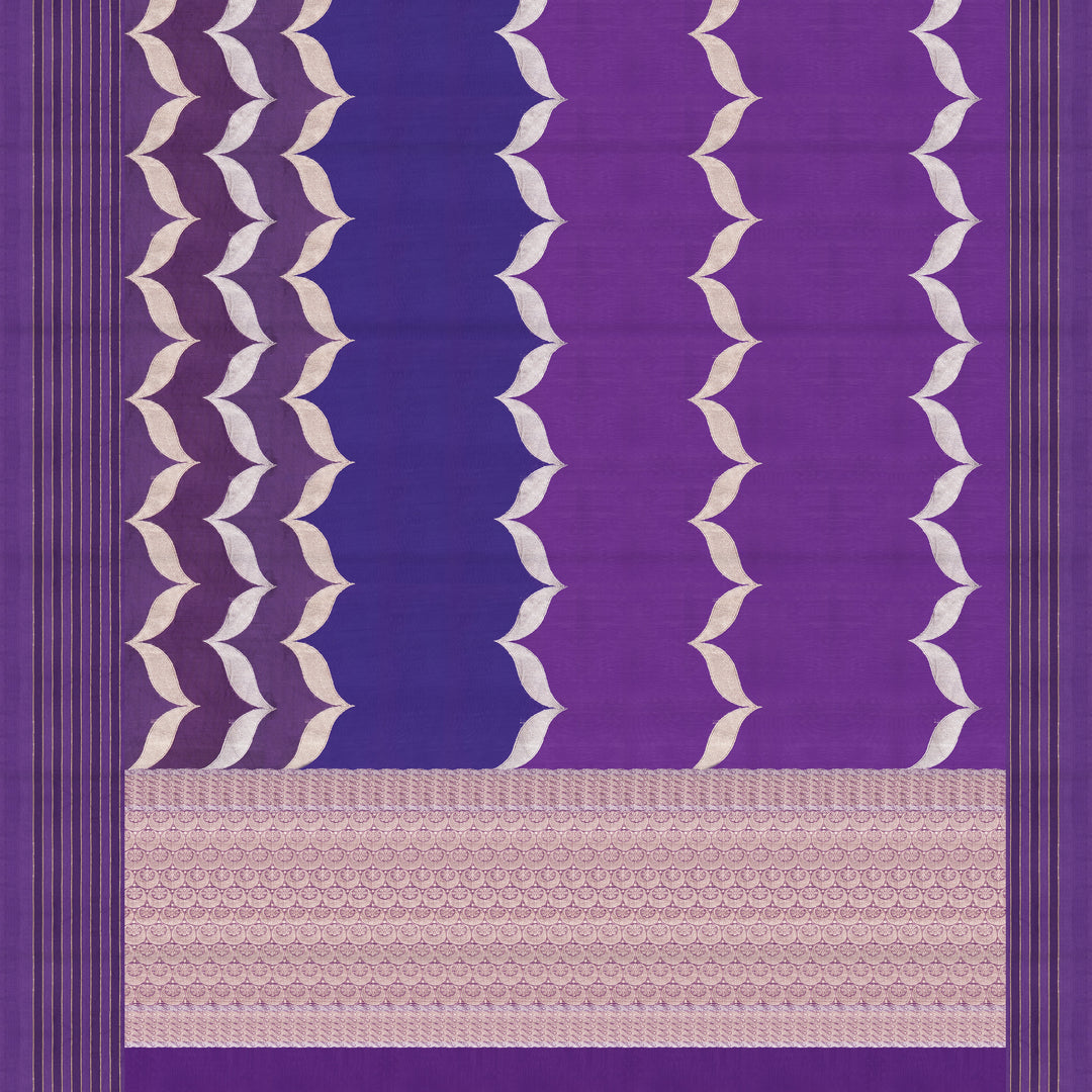 Handwoven Purple and Blue Banarasi Organza Silk Saree - 2395N028787DSC