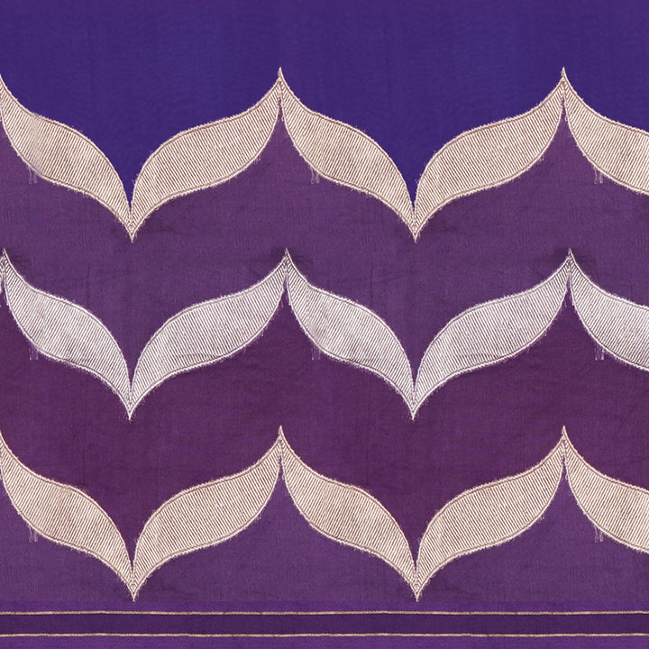 Handwoven Purple and Blue Banarasi Organza Silk Saree - 2395N028787DSC