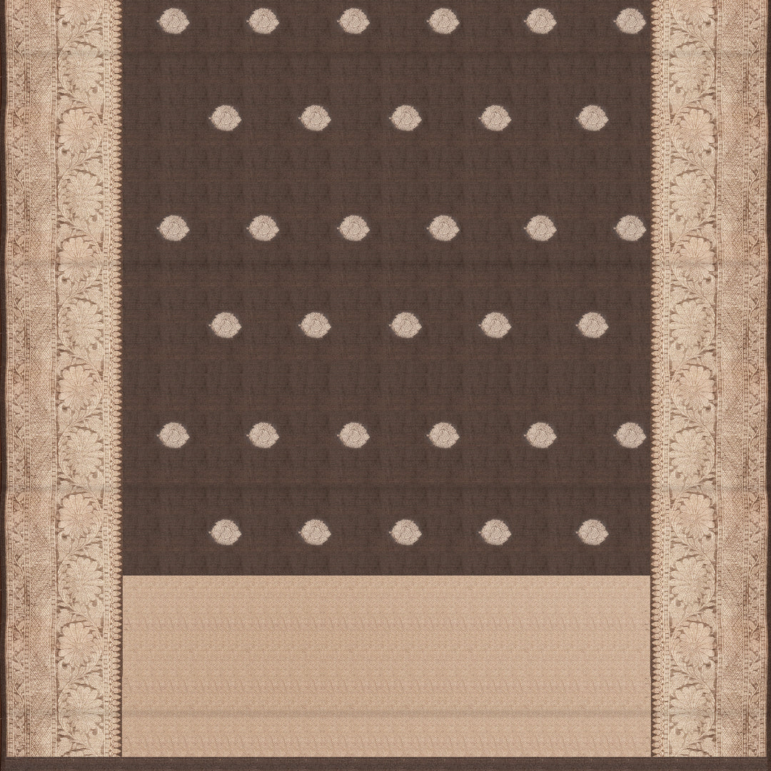 Handwoven Brown Banarasi Organza Silk Saree - 2401T009385DSC