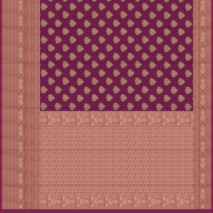 Handwoven Magenta Banarasi Khaddi georgette Silk Saree - 2399T002884DSC