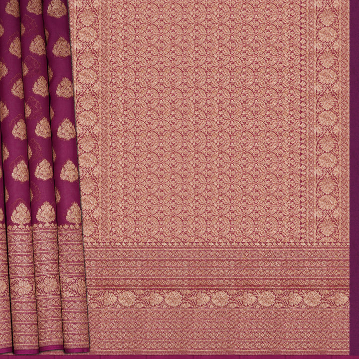 Handwoven Magenta Banarasi Khaddi georgette Silk Saree - 2399T002884DSC