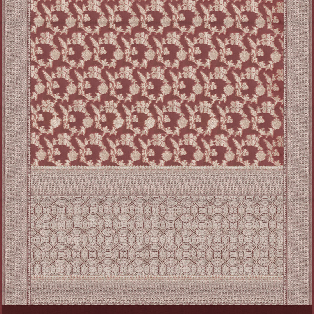 Handwoven Pink And Light Brown Banarasi Khaddi Georgette Silk Saree - 2412T009549DSC