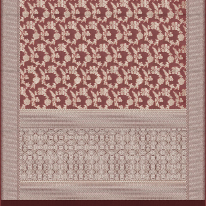 Handwoven Pink And Light Brown Banarasi Khaddi Georgette Silk Saree - 2412T009549DSC
