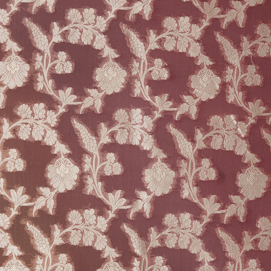 Handwoven Pink And Light Brown Banarasi Khaddi Georgette Silk Saree - 2412T009549DSC
