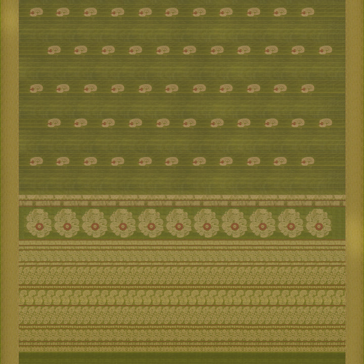Handwoven Green Silk Cotton Saree - 2425T011300DSC