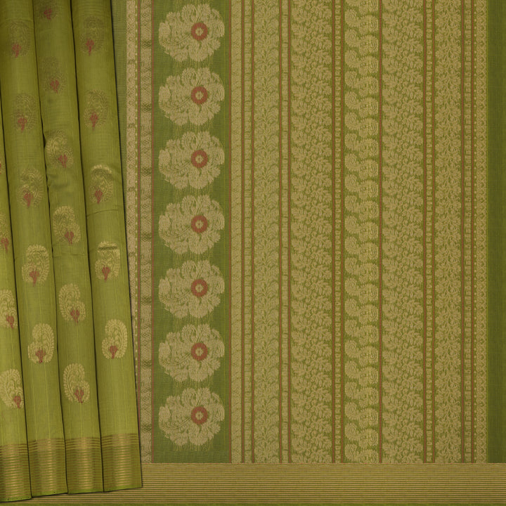 Handwoven Green Silk Cotton Saree - 2425T011300DSC