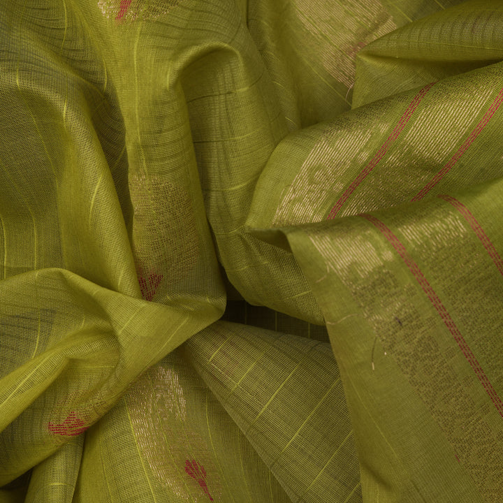 Handwoven Green Silk Cotton Saree - 2425T011300DSC
