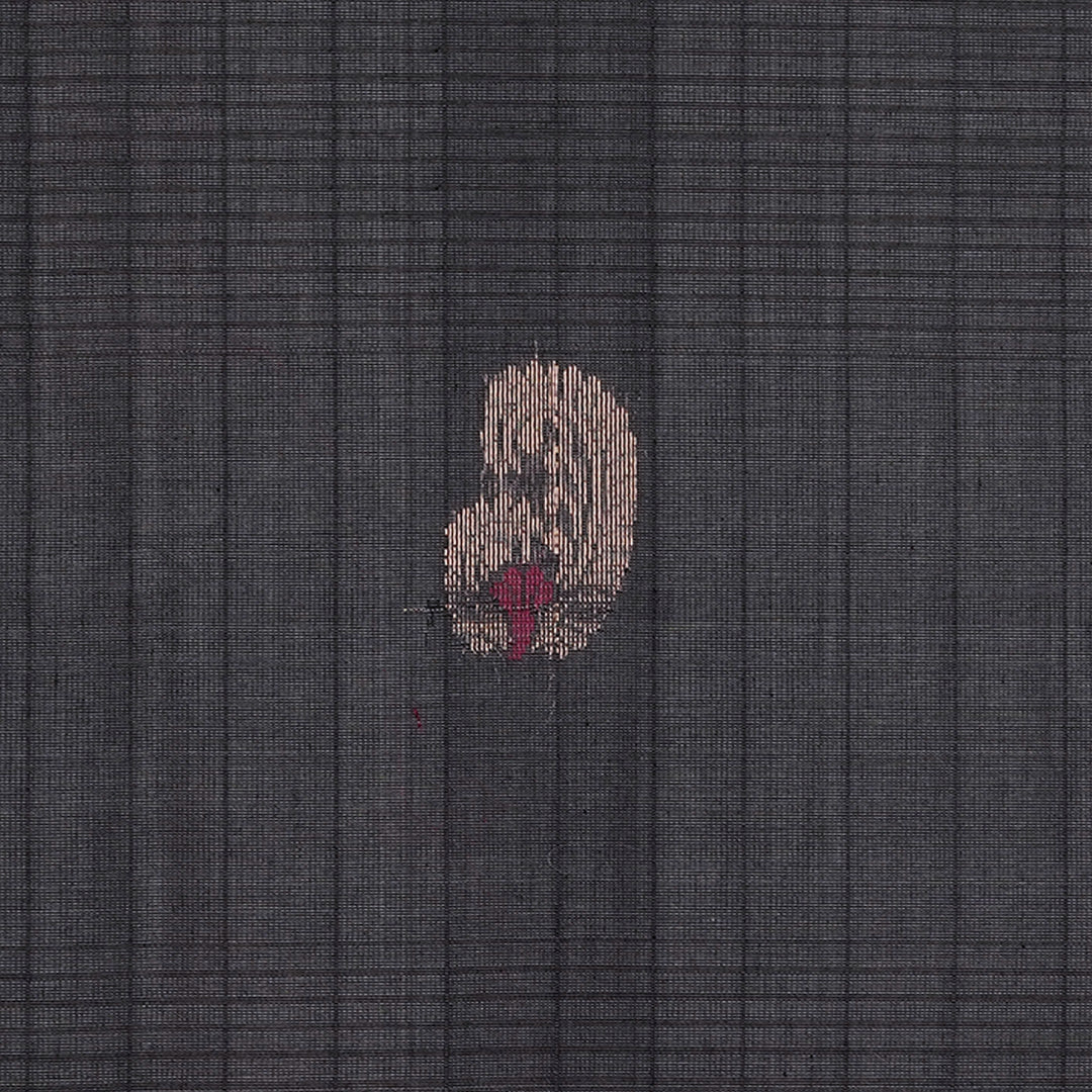 Handwoven Grey with Maroon Silk Cotton Saree - 2433T011297DSC
