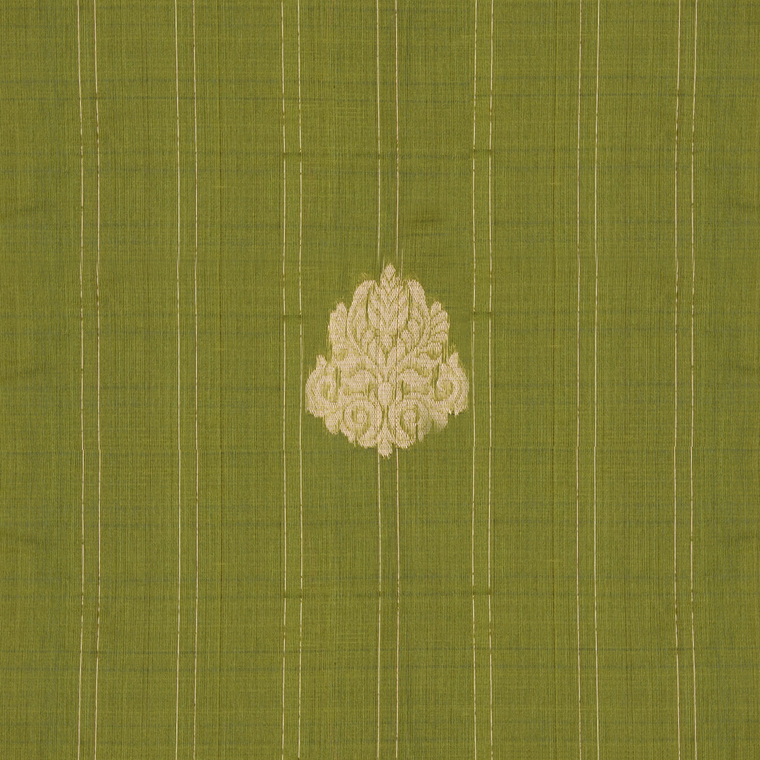 Handwoven Green Silk Cotton Saree - 2430T011301DSC