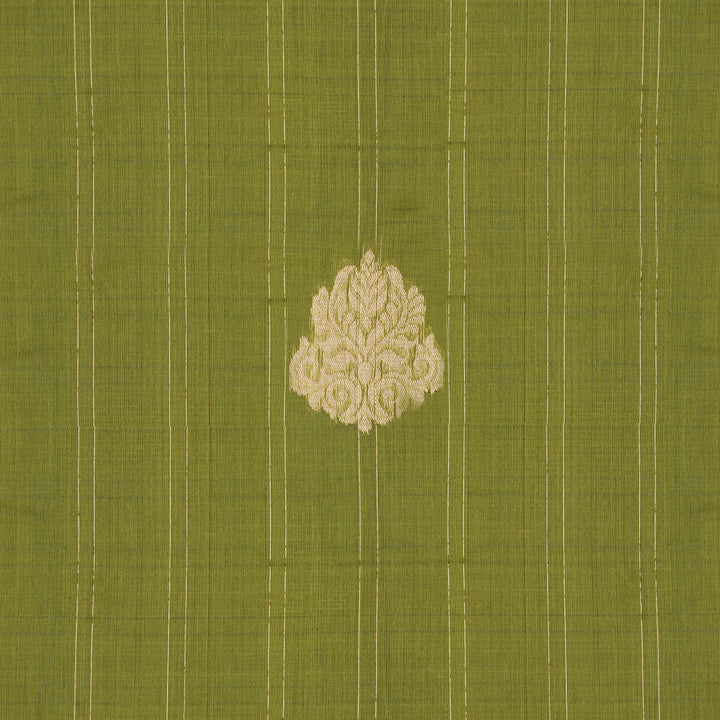 Handwoven Green Silk Cotton Saree - 2430T011301DSC
