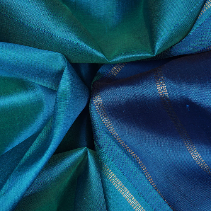 Handwoven Blue Kanjivaram Silk Saree - 2446T012291DSC