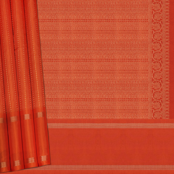 Handwoven Orange Kanjivaram Silk Saree - 2450T012297DSC