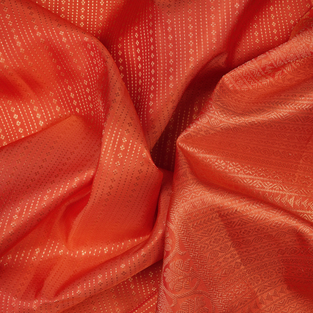 Handwoven Orange Kanjivaram Silk Saree - 2450T012297DSC