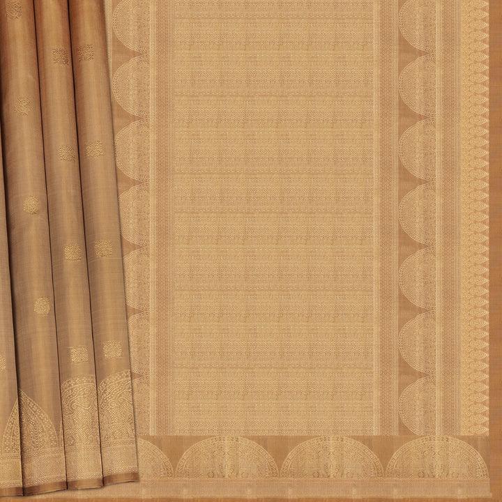 Handwoven Gold Kanjivaram Silk Saree - 2452T012328DSC