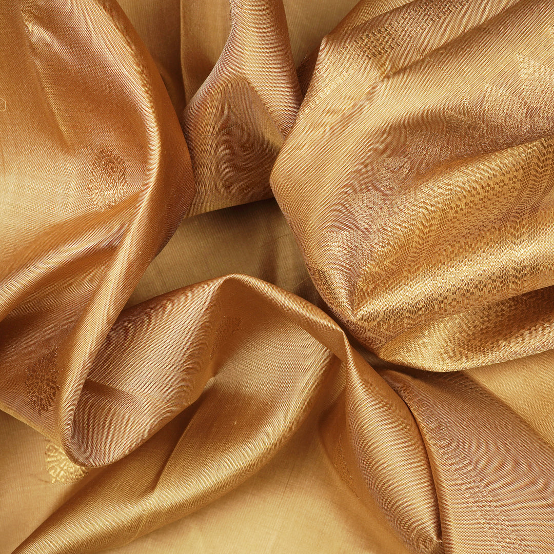 Handwoven Gold Kanjivaram Silk Saree - 2452T012328DSC