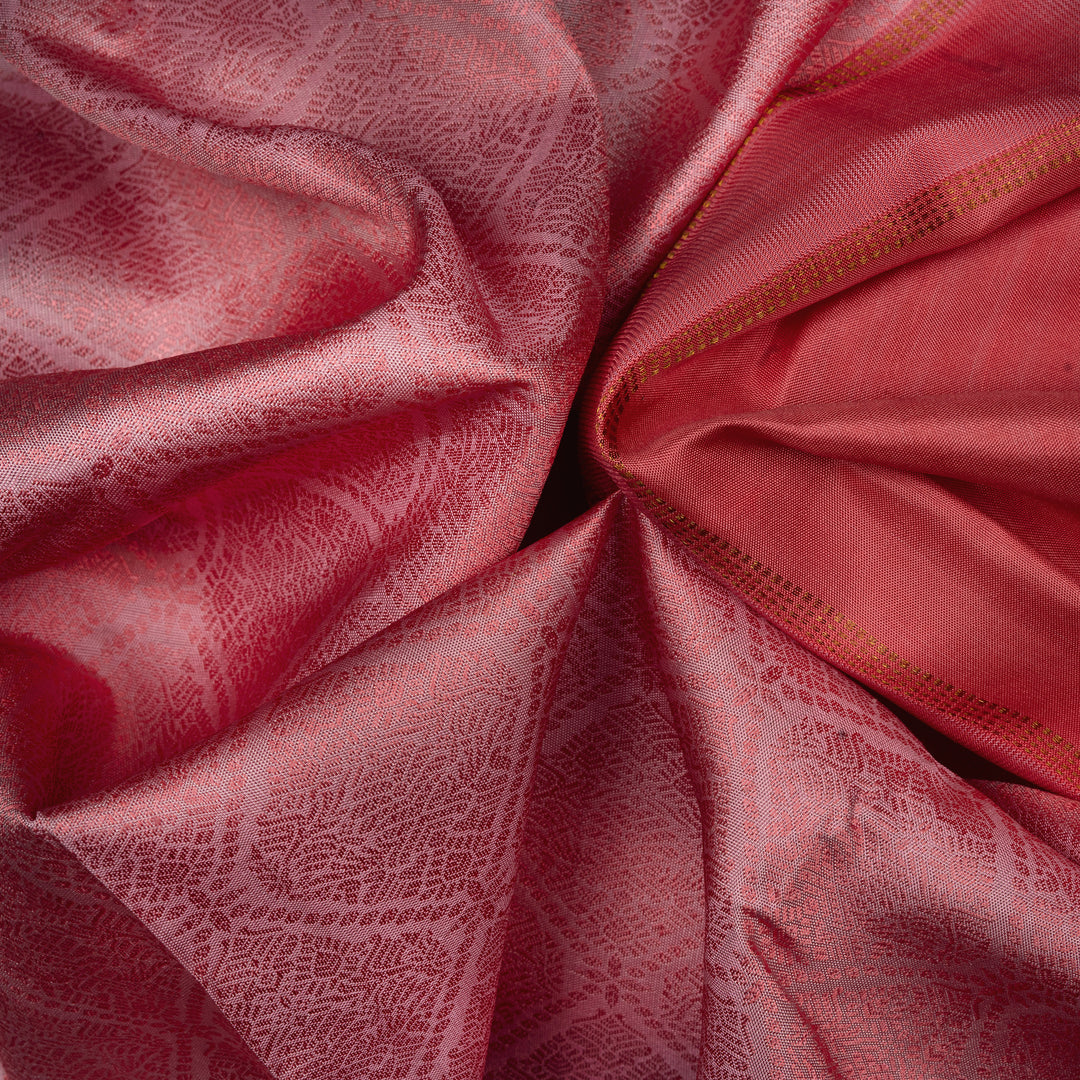 Handwoven Pink with Peach Kanjivaram Silk Saree - 2455T012356DSC