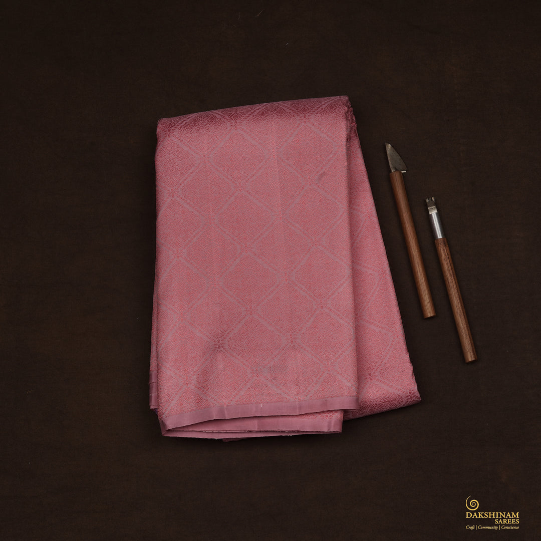 Handwoven Pink with Peach Kanjivaram Silk Saree - 2455T012356DSC