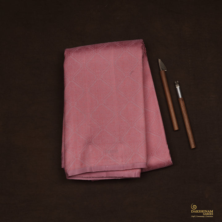 Handwoven Pink with Peach Kanjivaram Silk Saree - 2455T012356DSC