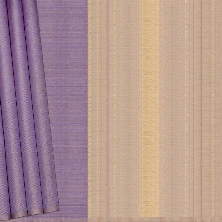 Handwoven Lavender with Beige Kanjivaram Silk Saree - 2474T011398DSC