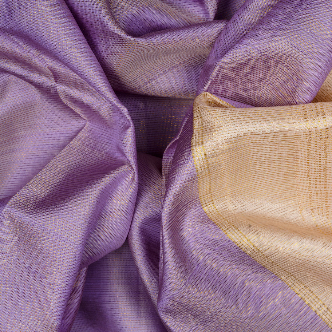 Handwoven Lavender with Beige Kanjivaram Silk Saree - 2474T011398DSC