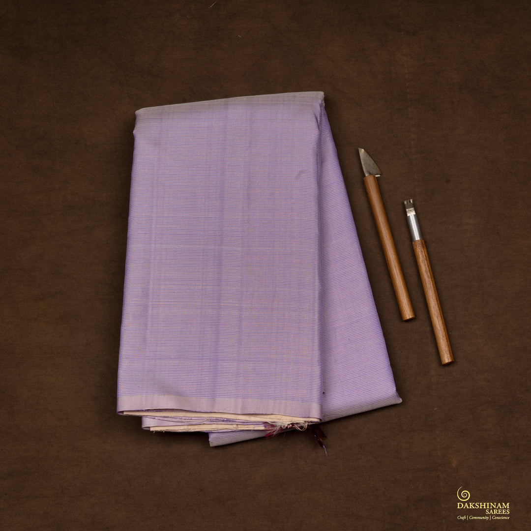 Handwoven Lavender with Beige Kanjivaram Silk Saree - 2474T011398DSC