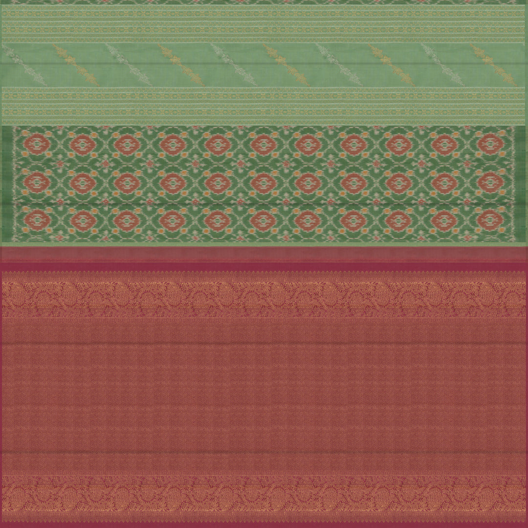 Handwoven Green with Pink Kanjivaram Silk Saree - 2475T012316DSC