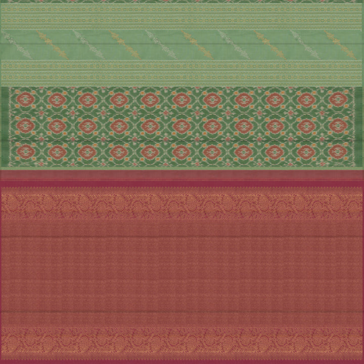 Handwoven Green with Pink Kanjivaram Silk Saree - 2475T012316DSC
